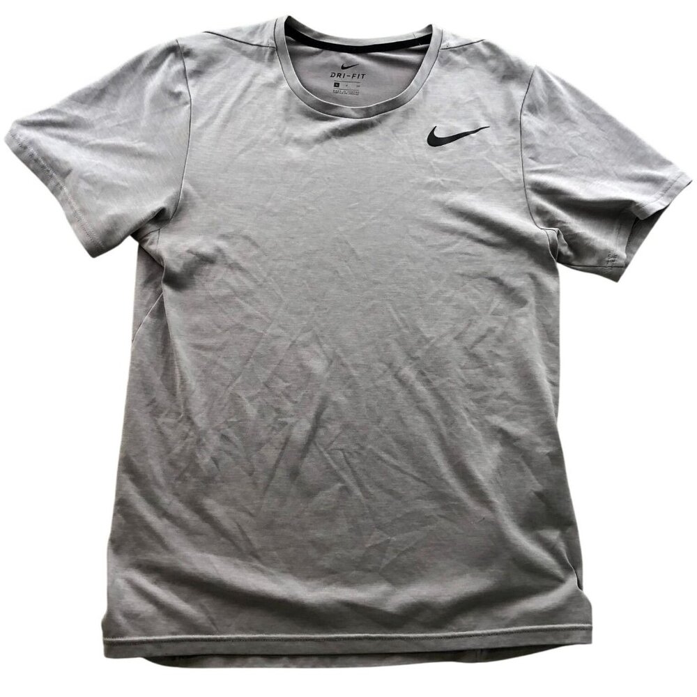 Nike Mens Activewear Top Small Short Sleeve Dri-FIT Athletic T-Shirt Gray Casual